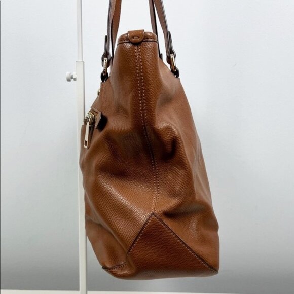 Coach Fall Autumn Brown Textured Pebbled Leather Zipper Tote Shoulder Bag - Picture 2 of 16